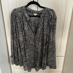 Anthropologie Pilcro grey button up blouse 1X